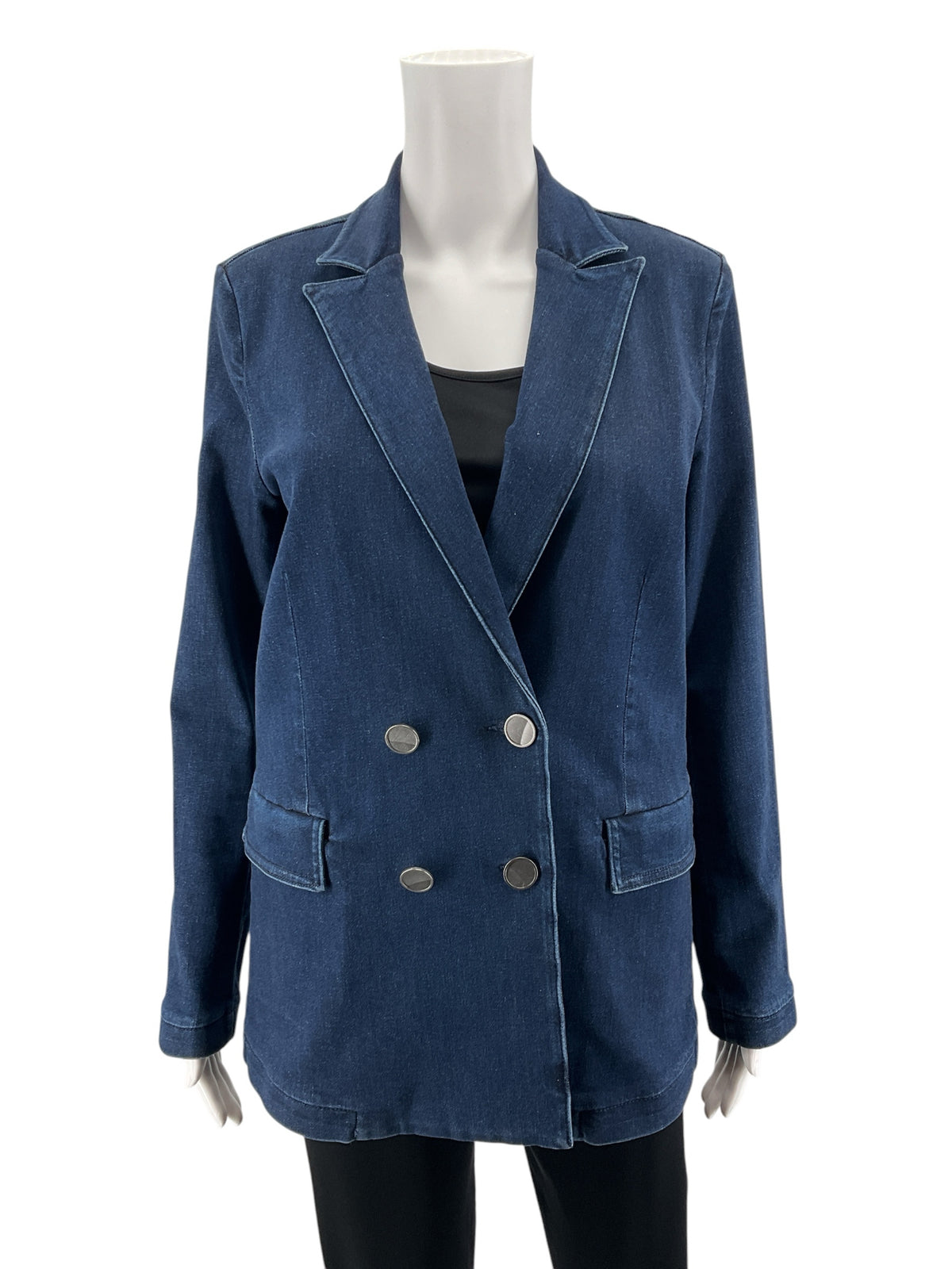 J. McLaughlin Lexington Double-Breasted Denim Blazer Size 6
