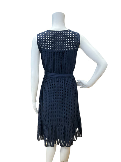 J Crew Size 2 Navy Eyelet Pre-Owned Ladies Dress