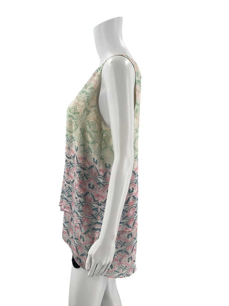 Cabi White/multi Print Pre-Owned Ladies Top - Size Medium - Margaret’s Fine Consignment