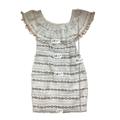 Tracy Reese Cream Crochet Lace Fringe Trim Sheath Dress Size 10