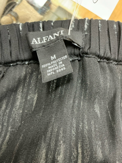 Alfani Black &amp; White Diamond Print Pleated A-Line Skirt | Size Medium - ONLINE ONLY