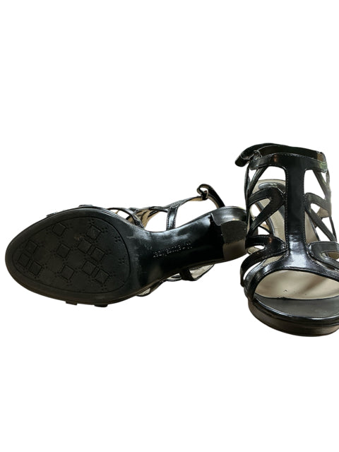 Naturalizer Ms Carey Black Patent Strappy Caged Heeled Sandals Size 7.5