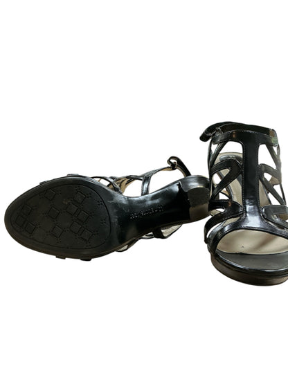 Naturalizer Ms Carey Black Patent Strappy Caged Heeled Sandals Size 7.5