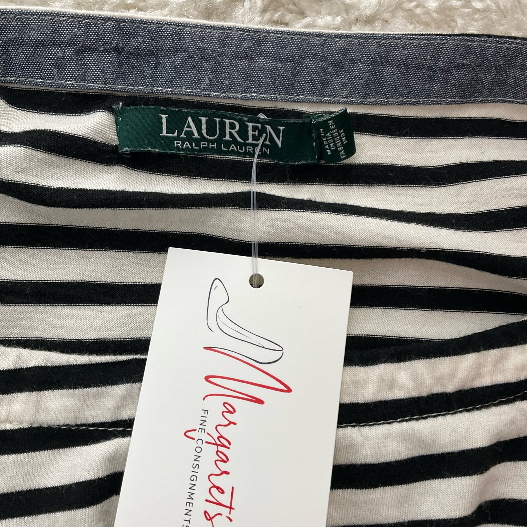 Ralph Lauren White/Black Stripe Pre-Owned Casual Top - Size Small
