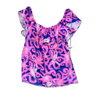 Lilly Pulitzer Sloane Off The Shoulder Top Upstairs Downstairs Print Size Large