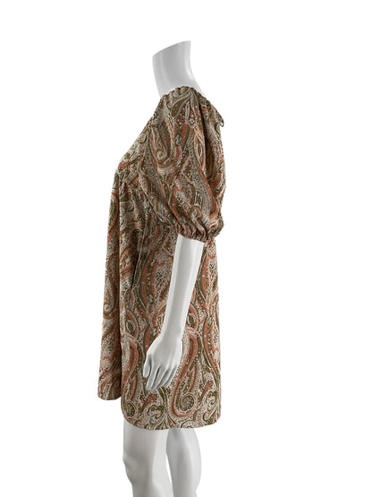 Hayden Tan/Peach Paisley Pre-Owned Ladies Dress - Size Small
