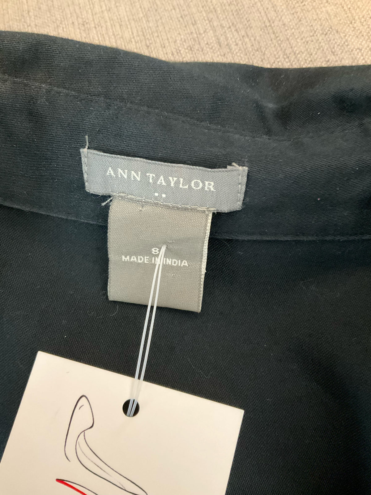 Ann Taylor Black Cotton Belted Shirt Dress Size 8 - ONLINE ONLY