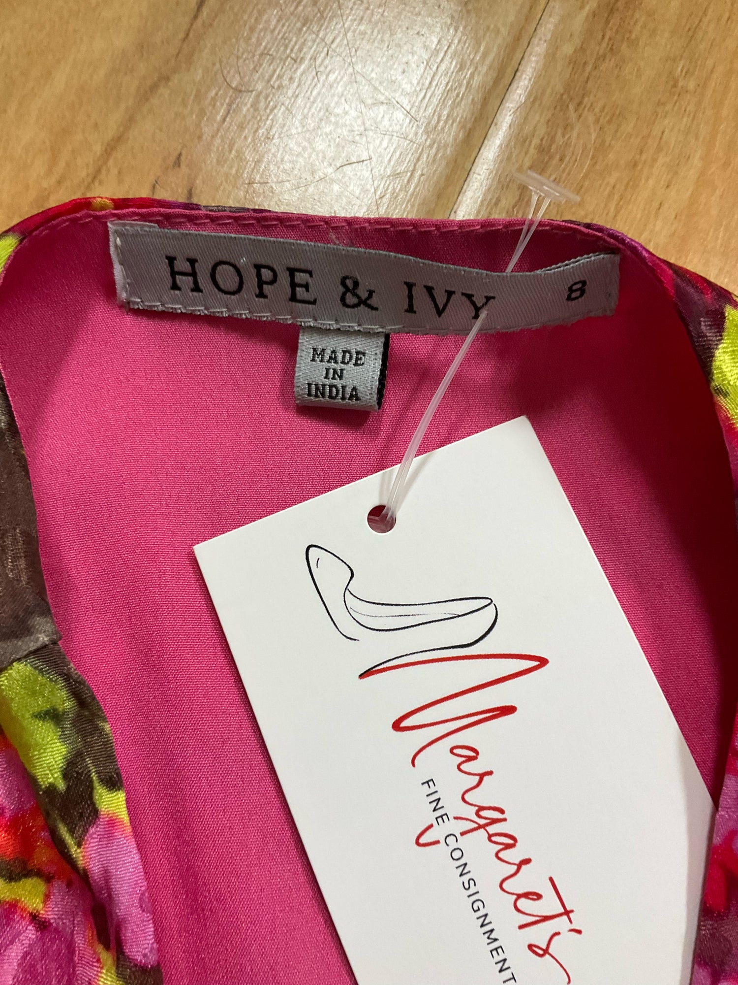 Hope &amp; Ivy Size 8 pink/yellow/green Floral Pre-Owned Ladies Dress