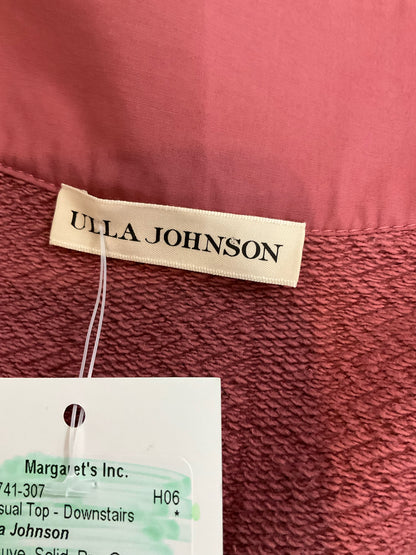 Ulla Johnson Mauve Cotton Puff Sleeve Split Neck Top - Size XL - ONLINE ONLY