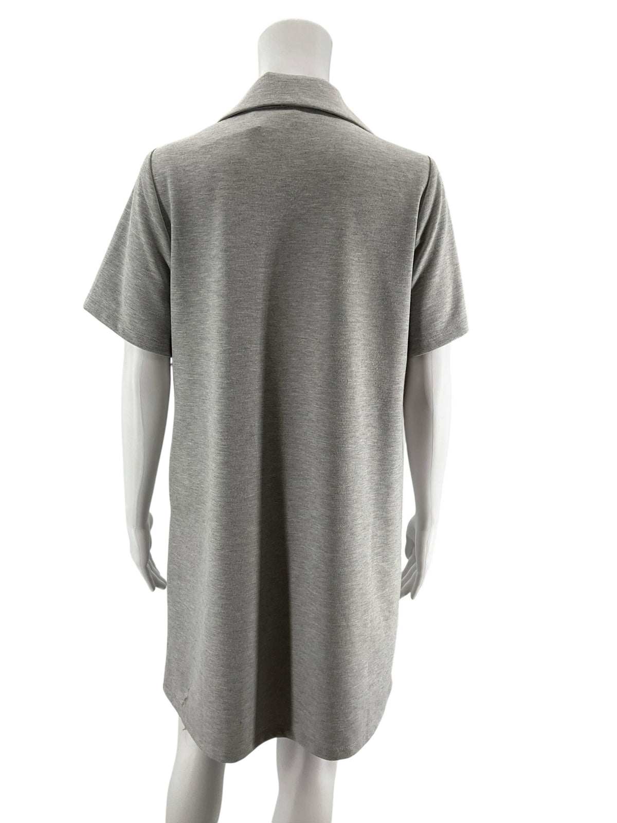 THML Gray Heathered Knit Polo Dress Collared Short Sleeve Size Medium