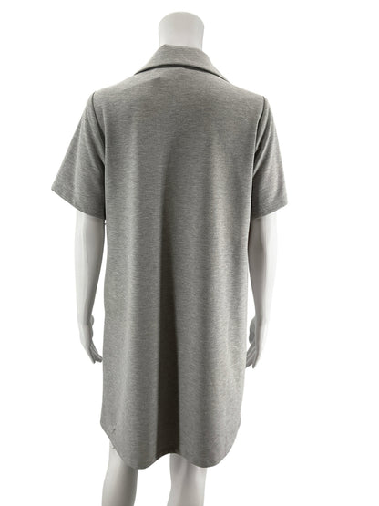THML Gray Heathered Knit Polo Dress Collared Short Sleeve Size Medium