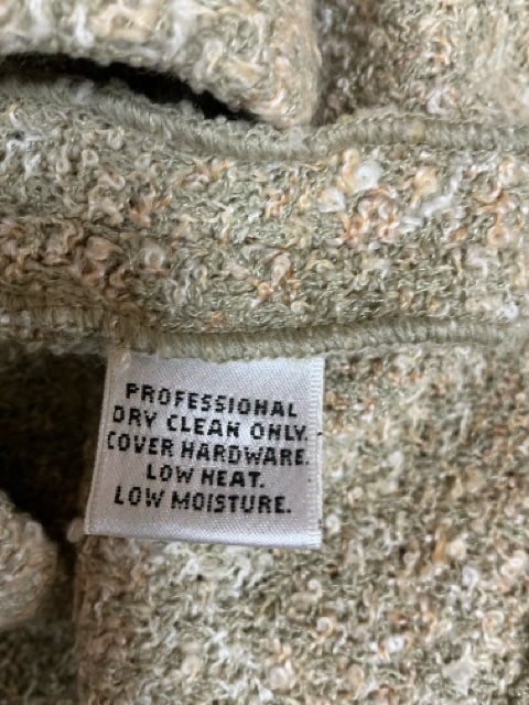 St. John Collection Boucle Knit Jacket Tan Green Peter Pan Collar Size 16