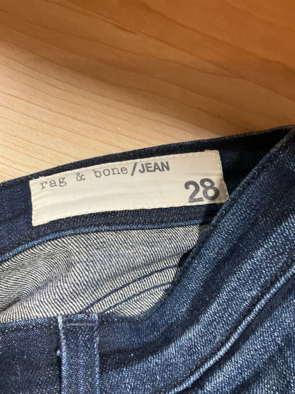 Rag &amp; Bone / Jean High Rise Skinny Ankle Raw Hem Jeans Dark Wash Size 28 - ONLINE ONLY
