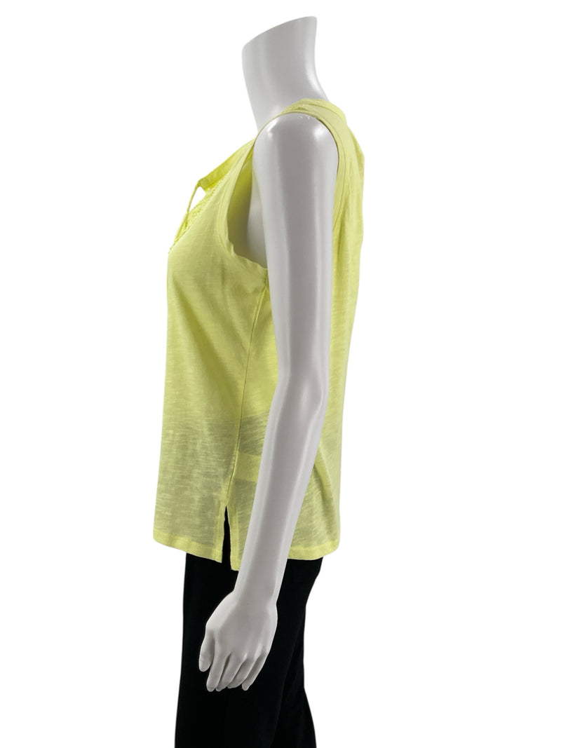 Side profile of Rafaella Yellow Pre-Owned Ladies Top - Size S, showing lightweight cotton-modal blend and casual cut.