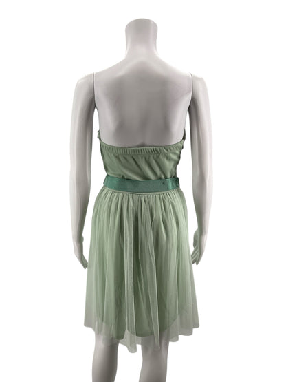 Mystic sage Mini Sage Green Strapless Tulle Dress Embroidered Bodice Medium - Size M