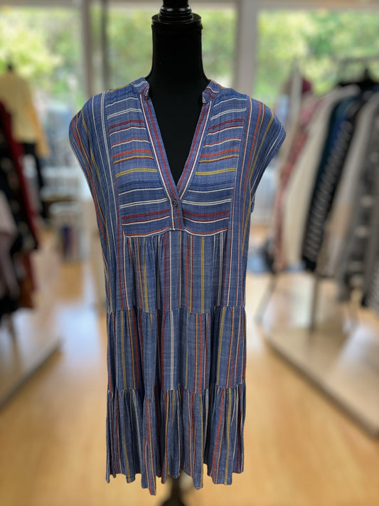 Uncle Frank Size M blue/multi Stripe Dress