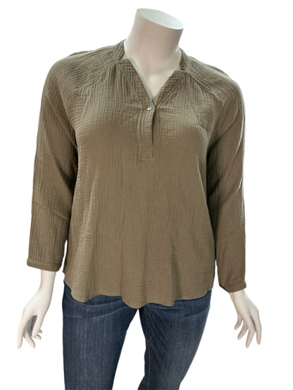 Garnet Hill Size 18 Taupe Textured Casual Top - Downstairs