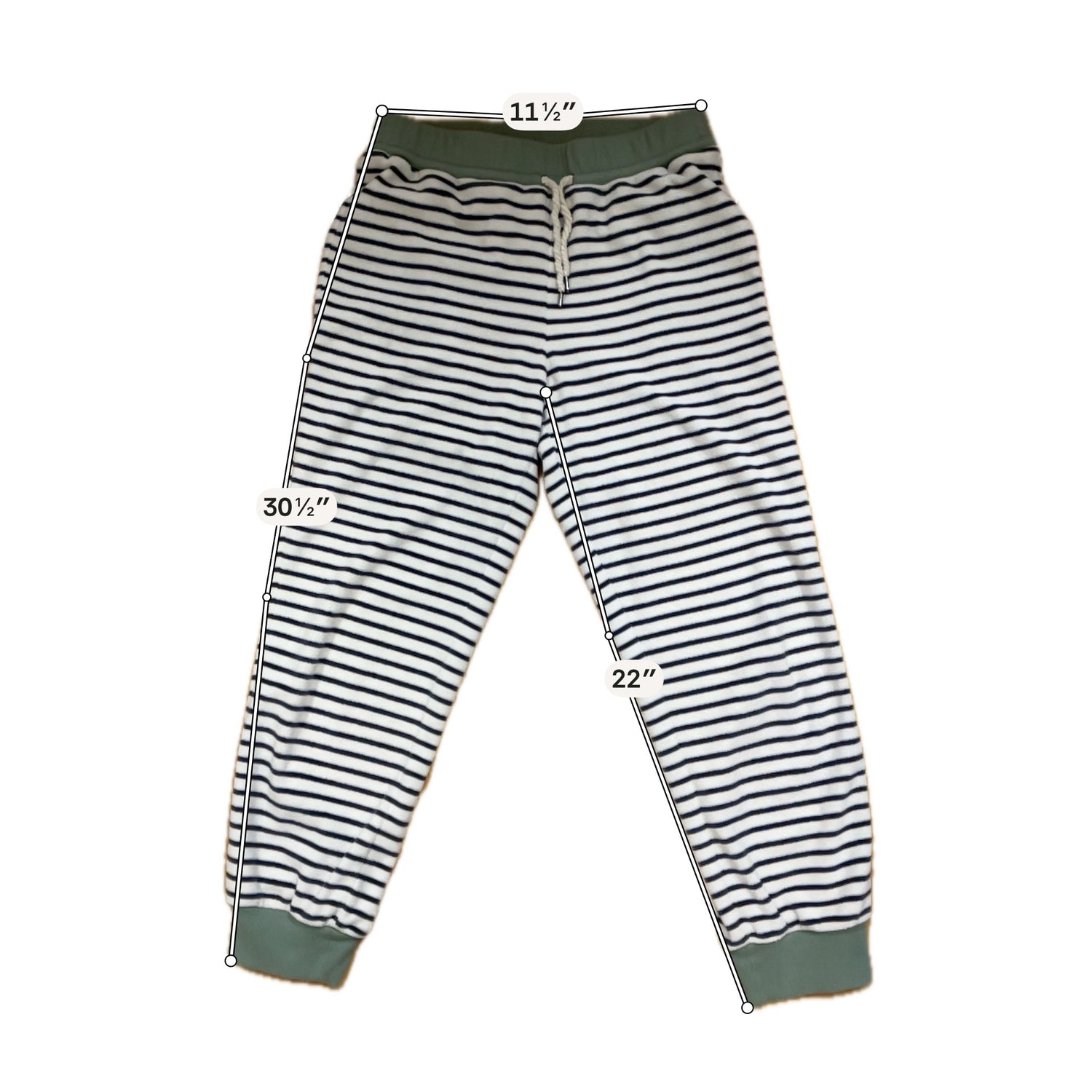 Madewell MWL white/blue/green Pant Easygoing Striped Sweatpants Joggers Size Small Navy Cream Green - Size S