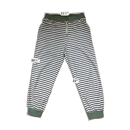 Madewell MWL white/blue/green Pant Easygoing Striped Sweatpants Joggers Size Small Navy Cream Green - Size S