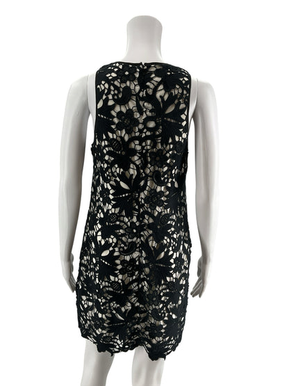 Banana Republic Black, White Embroidered Lace Sleeveless Sheath Dress Size 2 - ONLINE ONLY