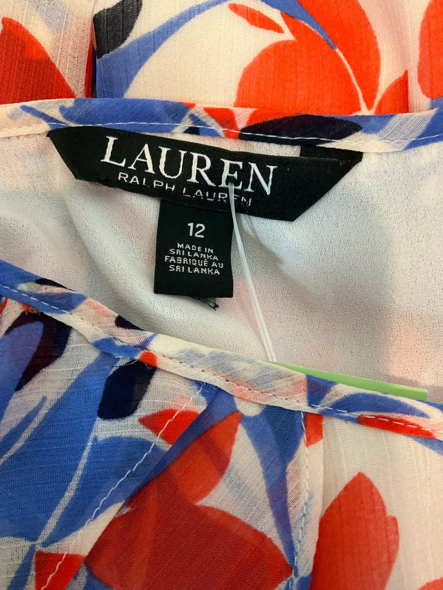 Lauren Ralph Lauren Red &amp;amp; Blue Floral Long Sleeve A-Line Dress Size 12