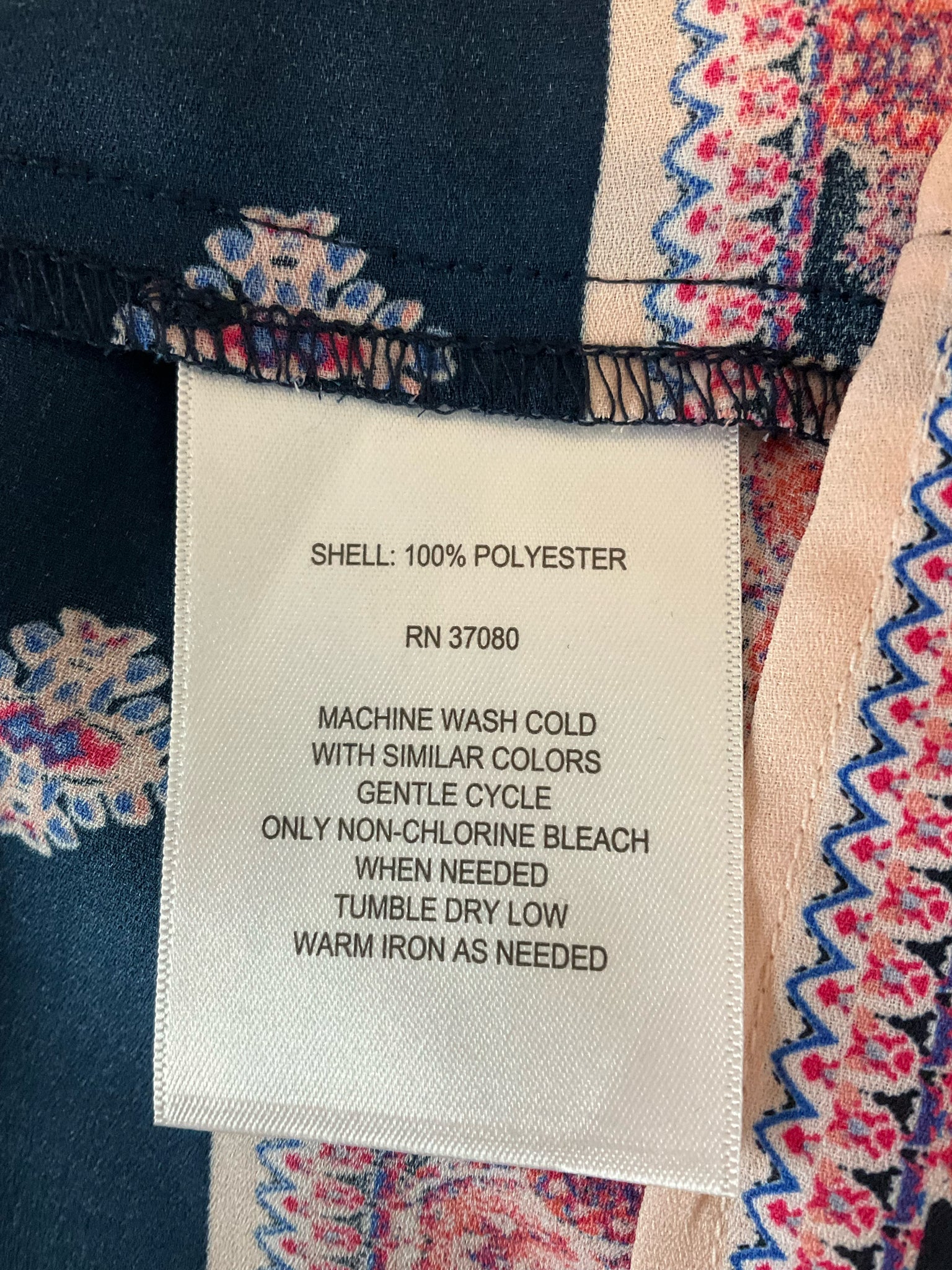 London Times Size XL Navy/Pink Print Pre-Owned Ladies Casual Top - Downstairs