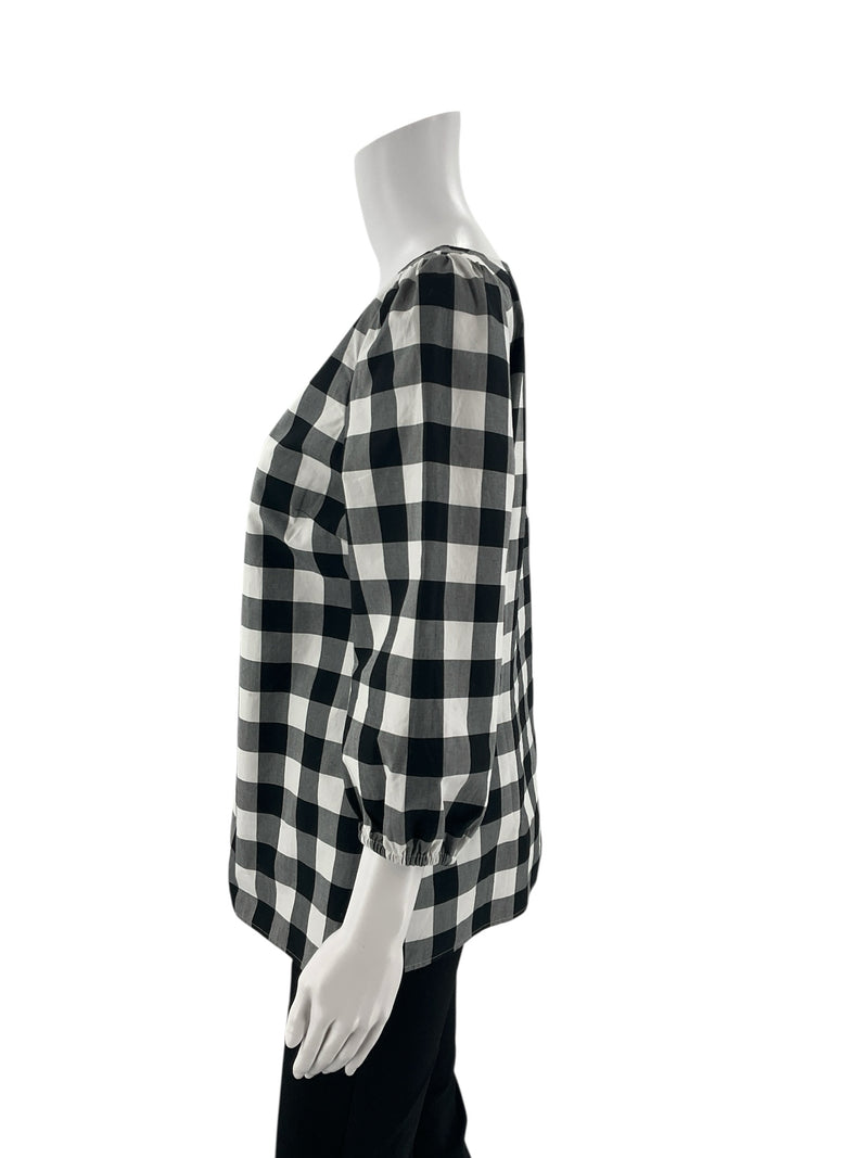 Talbots Black/White Checkered Pre-Owned Ladies Top - Size Small