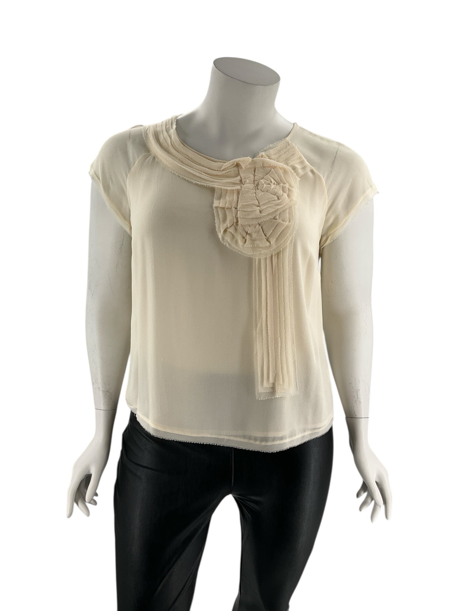 Talbots Cream Solid Pre-Owned Ladies Casual Top -  Size 14WP