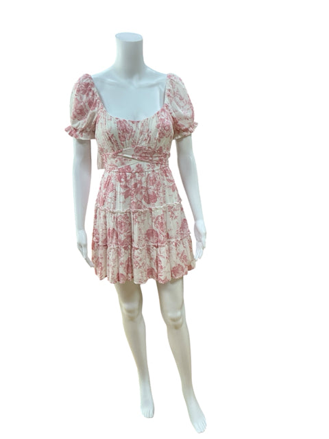 Trixxi Floral Puff Sleeve Babydoll Mini Dress Size Small