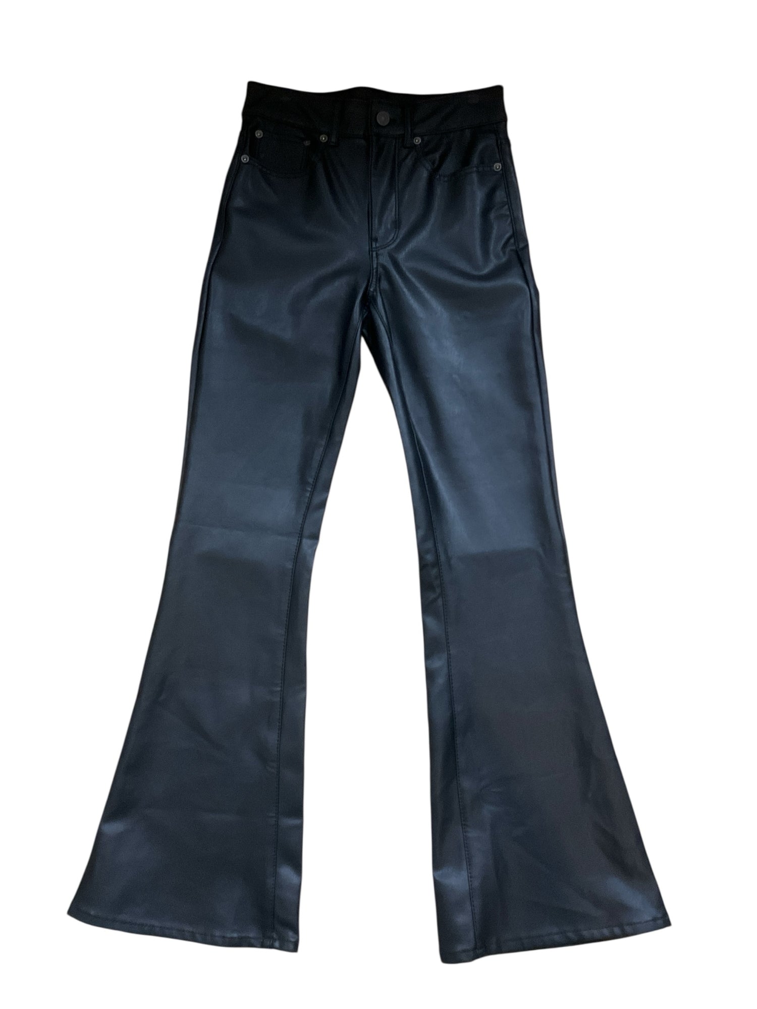 American Eagle Black Pant Faux Leather High Waisted Flare Pants Black Size 2 - Size 2
