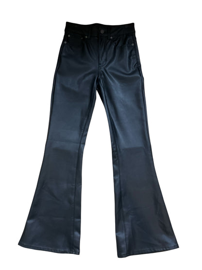 American Eagle Black Pant Faux Leather High Waisted Flare Pants Black Size 2 - Size 2