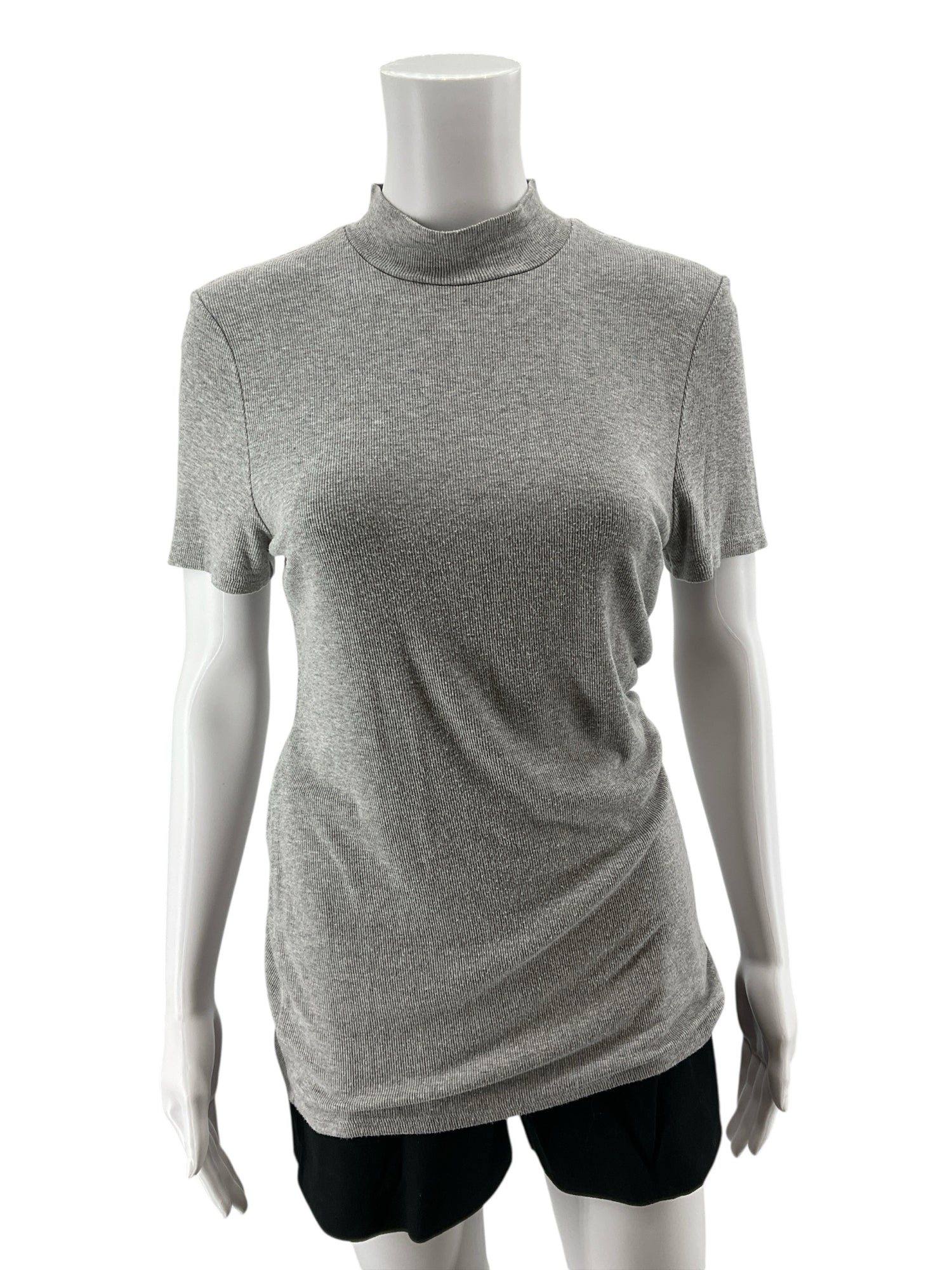 Pure + Good Anthropologie Ribbed Mock Neck Top Gray Size Large