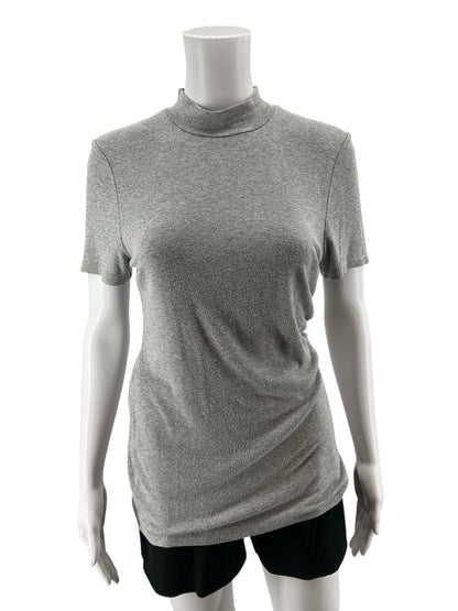 Pure + Good Anthropologie Ribbed Mock Neck Top Gray Size Large