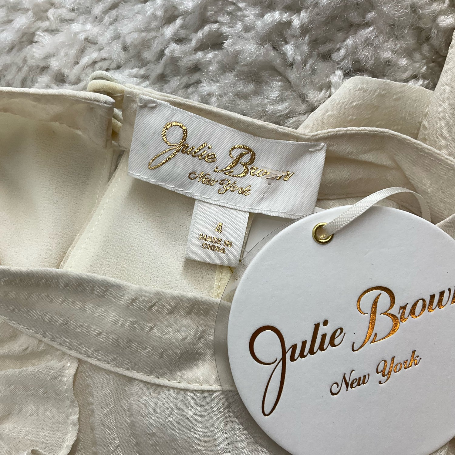 Julie Brown Cream Sheer Pre-Owned Ladies Top - Size 4 - Margaret’s Fine Consignment