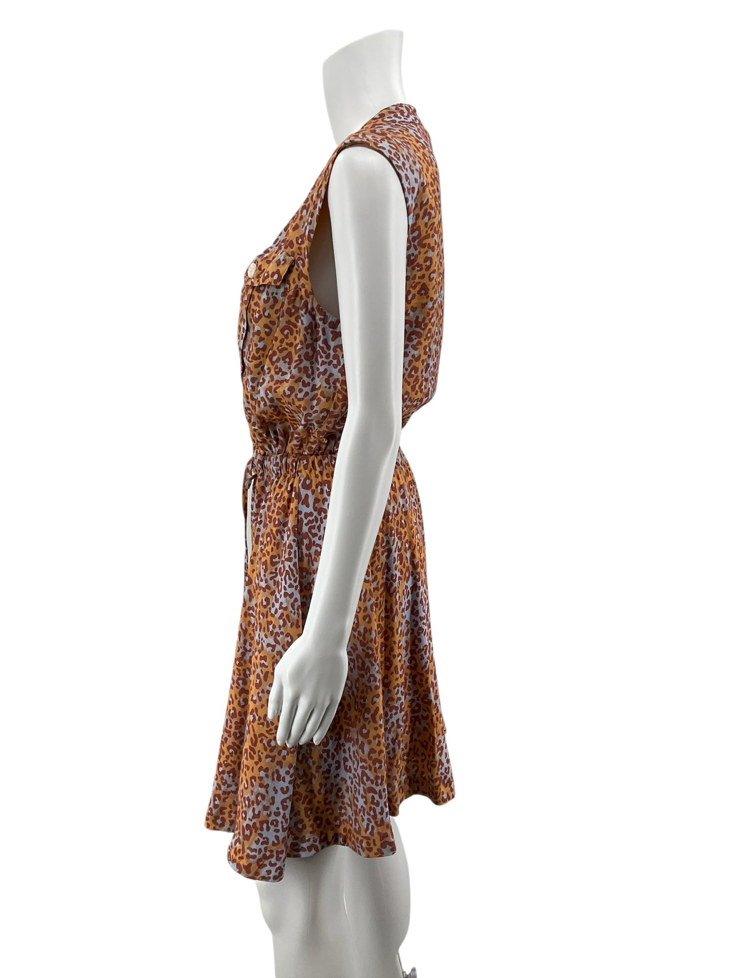 Nine West Animal Print Sleeveless Shirtdress Tie Waist