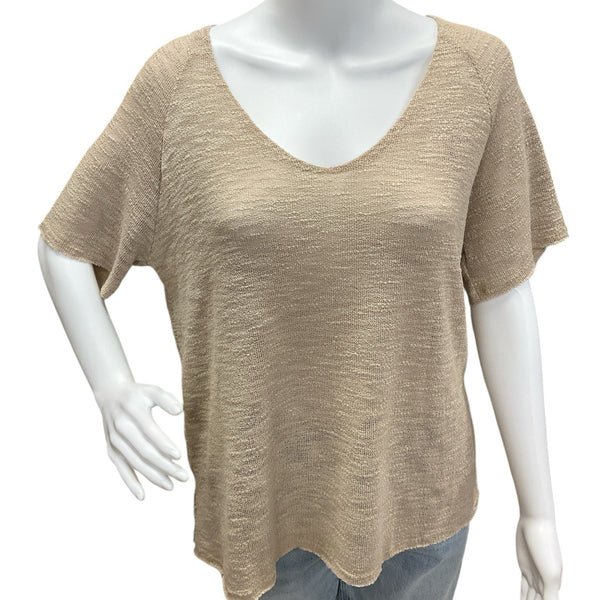 Wasabi and Mint Beige Knit Ladies Pre-Owned Top - Size Medium - Margaret’s Fine Consignment
