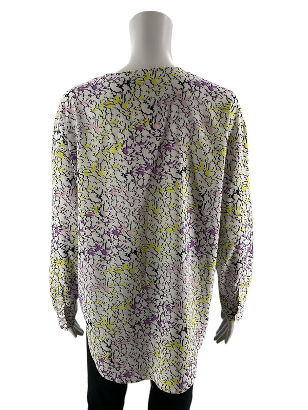 Liz Claiborne Yellow/Purple Floral Pre-Owned Ladies Top - Size Medium Petite