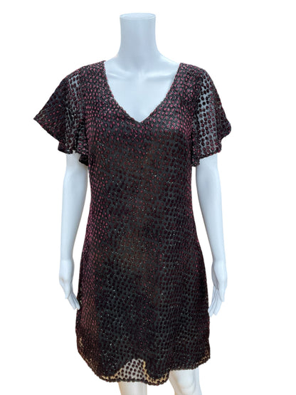 Julie Brown Size 6 black/maroon Print Consignment Ladies Dress