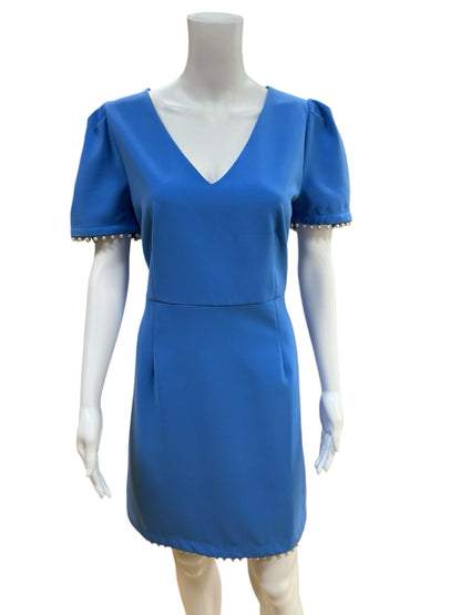 Jade by Melody Drexler Blue Mini, Cocktail, Party, A-Line, Preppy, Feminine Jade Size M Blue Pearls Pre-Owned Ladies Dress - Size M