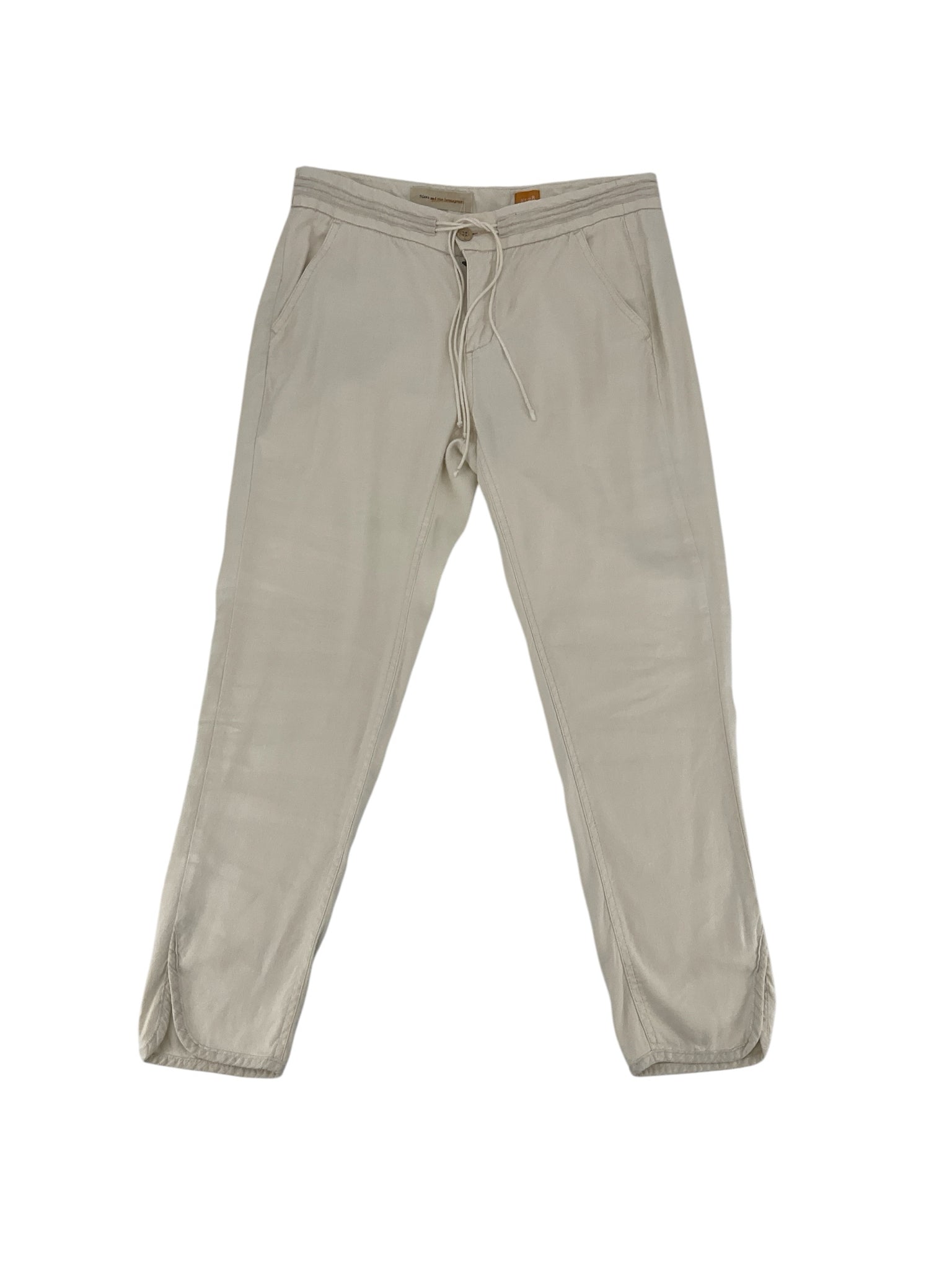 Piero and the Americans Tapered Linen Blend Drawstring Pants Size 6 Cream