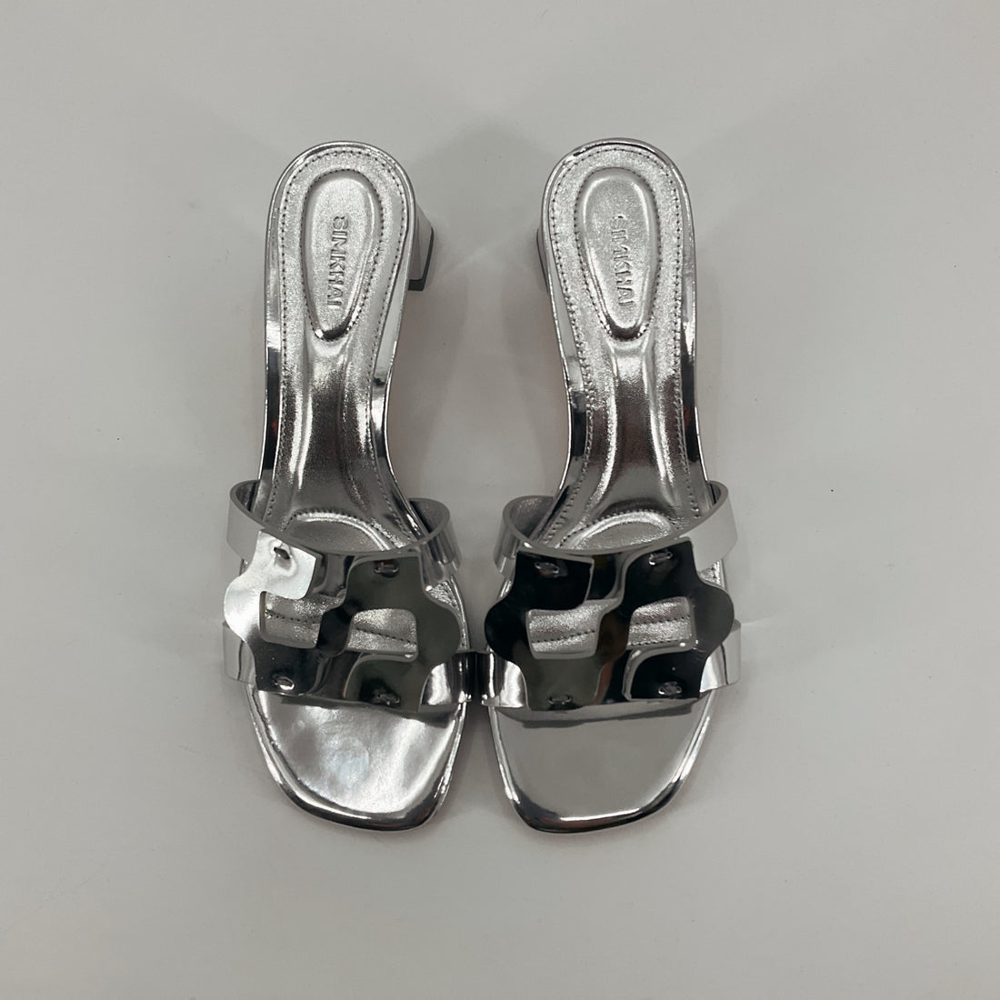 Simkhai Rima Ruffle Heeled Sandal Silver Metallic Block Heel Size 6 NWT