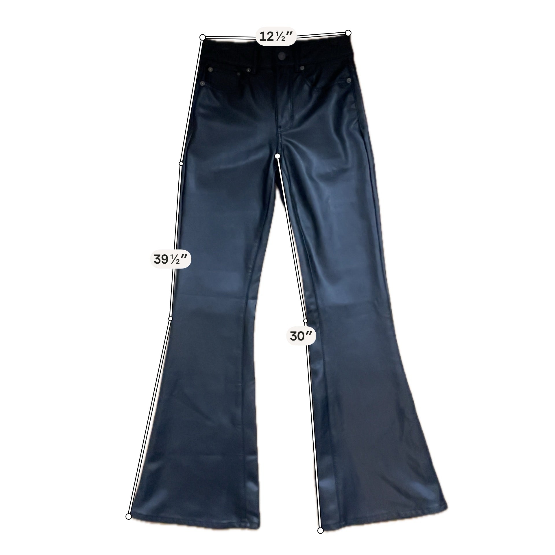 American Eagle Black Pant Faux Leather High Waisted Flare Pants Black Size 2 - Size 2