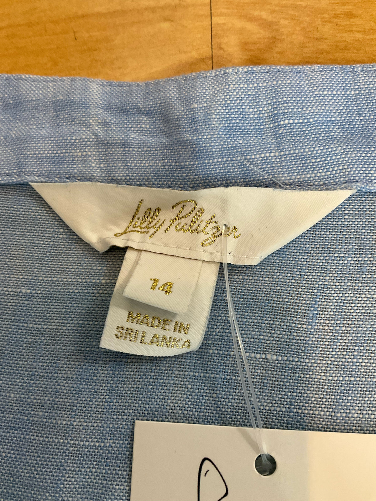 Lilly Pulitzer Tisbury Linen Popover Top Blue Grotto Size 14
