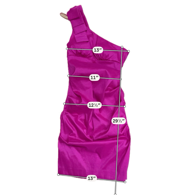 Cache One Shoulder Ruched Bodycon Cocktail Dress Magenta Size 8