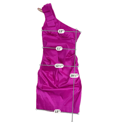 Cache One Shoulder Ruched Bodycon Cocktail Dress Magenta Size 8
