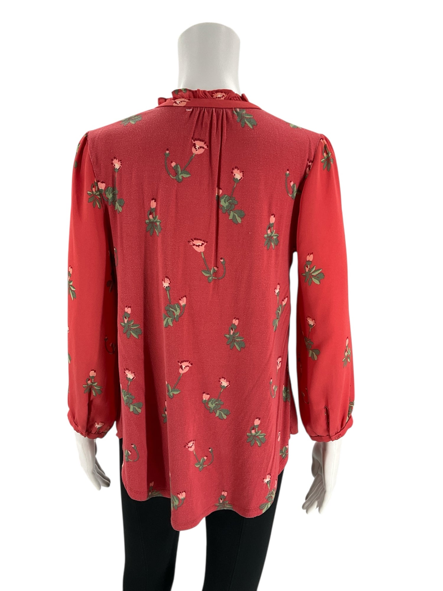 Loft Red Floral Ladies Pre-Owned Blouse - Size Small - Margaret’s Fine Consignment