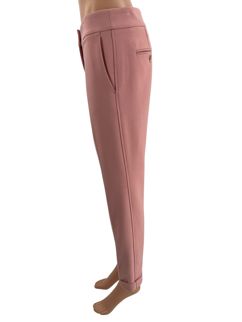 Loft Pants Mauve Solid Consignment Size 0 side profile highlighting tailored seams and ankle-length cut for a flattering fit.