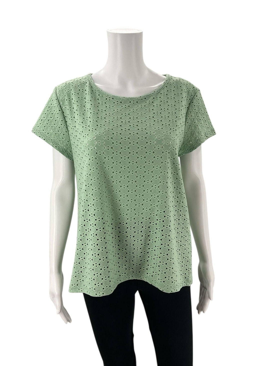 Coin 1804 Green Eyelet Pre-Owned Ladies Top - Size Small - Margaret’s Fine Consignment
