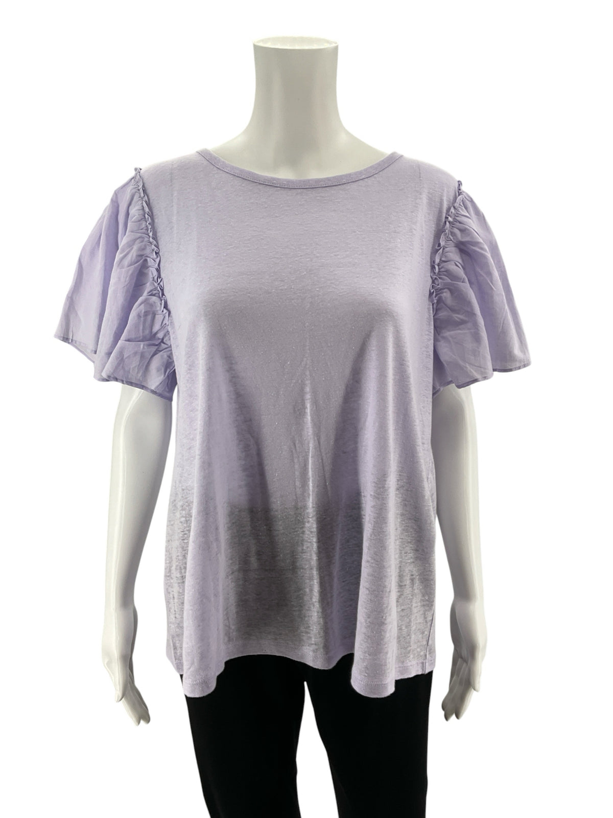 LOFT Lavender Linen &amp; Cotton Flutter Sleeve Top | Size Medium - ONLINE ONLY