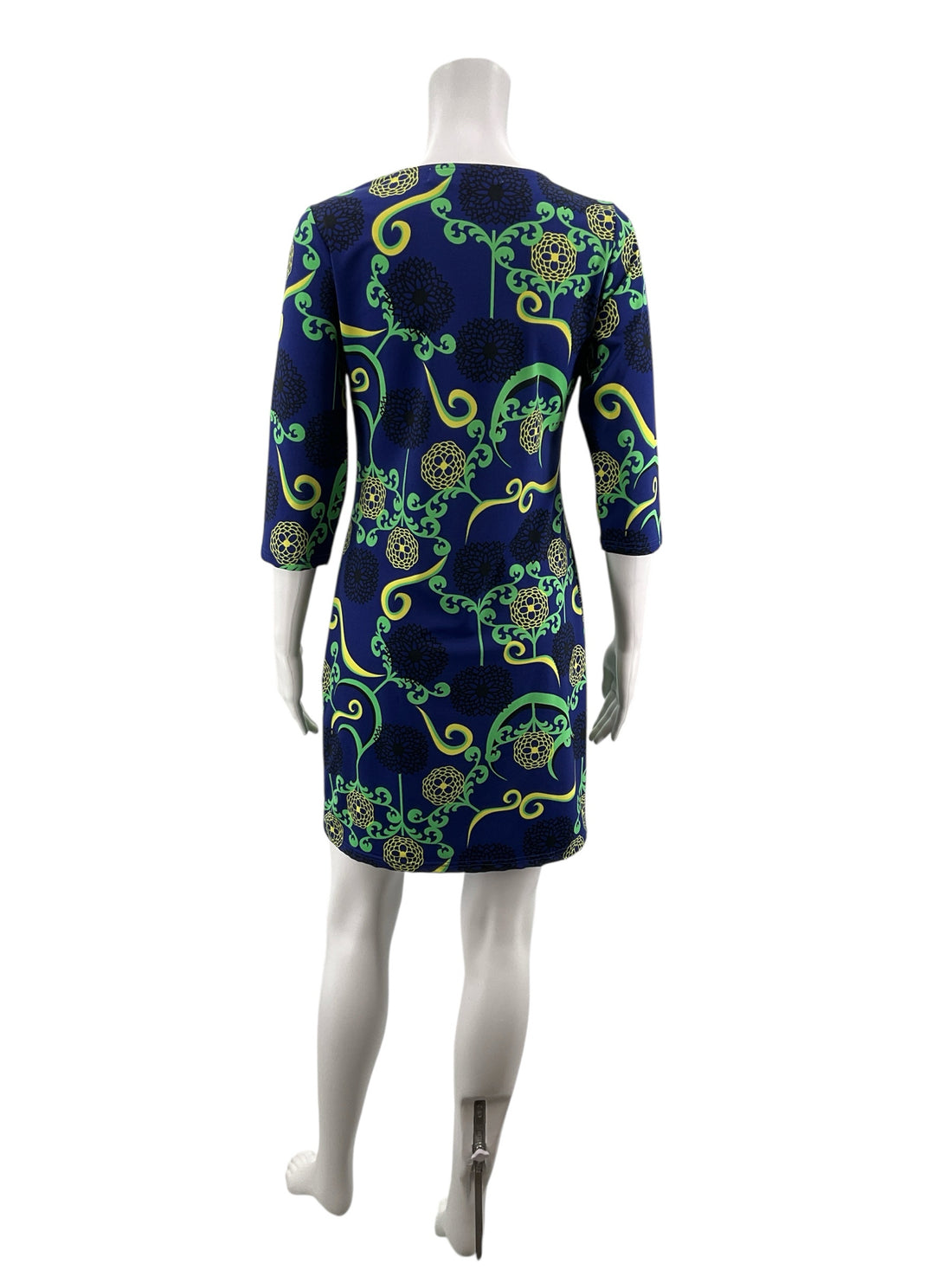Tracy Negoshian Blue/Green/yellow Print Pre-Owned Ladies Dress - Size XS